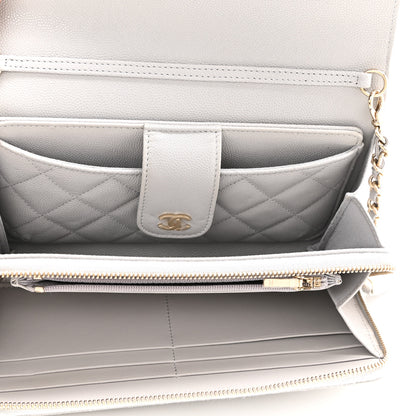 Chanel Caviar Quilted Phone Holder Wallet on Removable Chain Grey 5 of 11