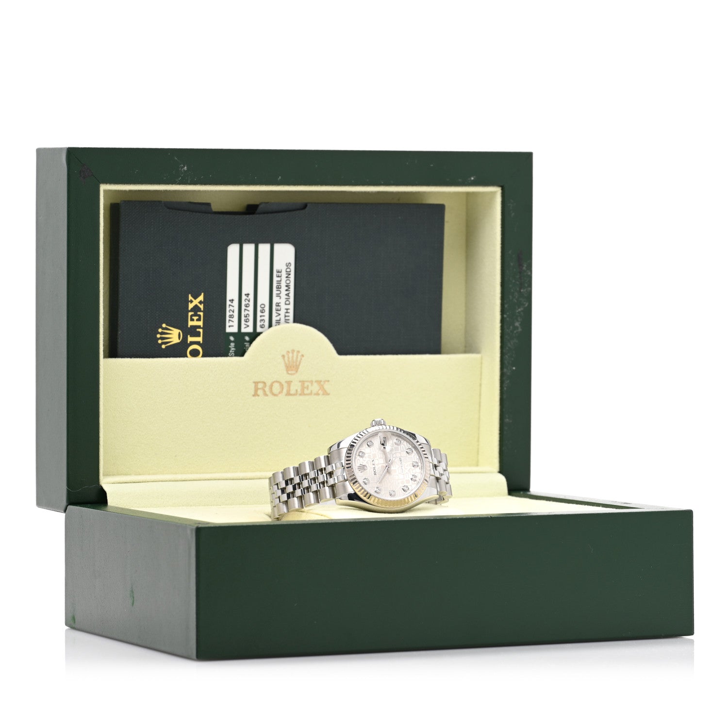 Rolex Stainless Steel 18K White Gold Diamond 31mm Oyster Perpetual Datejust Watch Silver Jubilee 178274 5 of 5
