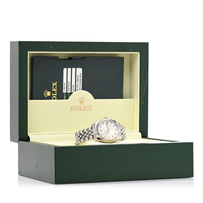 Rolex Stainless Steel 18K White Gold Diamond 31mm Oyster Perpetual Datejust Watch Silver Jubilee 178274 5 of 5