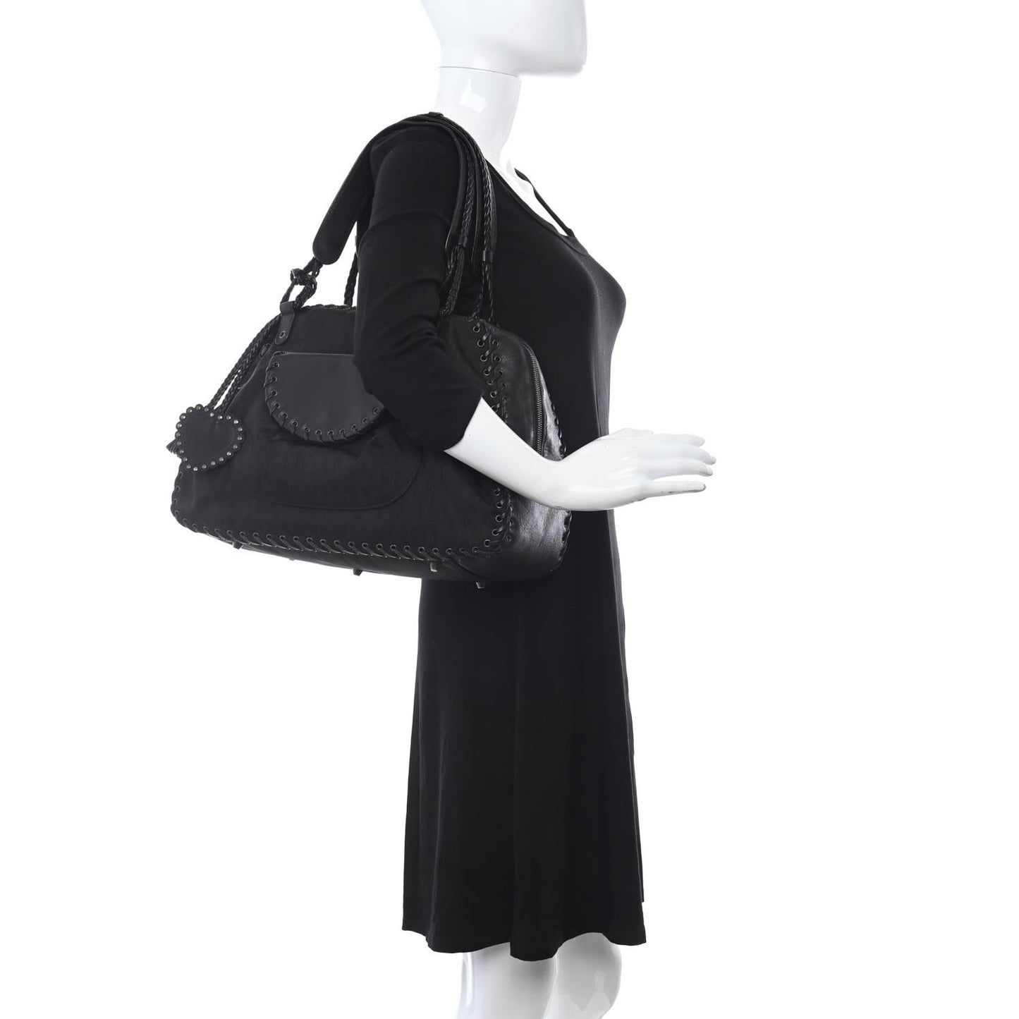 Monogram Ethnic Shoulder Bag Black