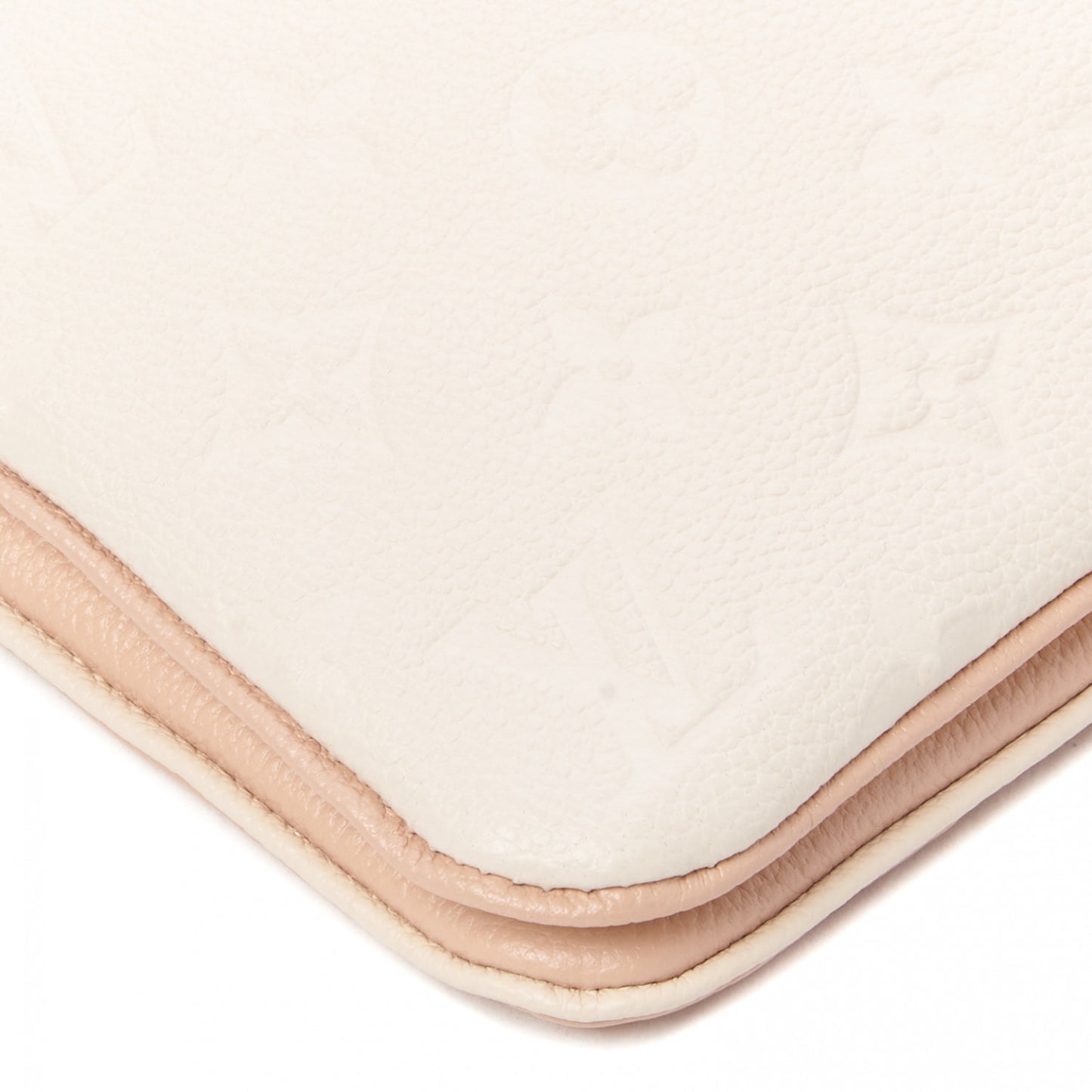 Empreinte Double Zip Pochette Beige Rose Creme