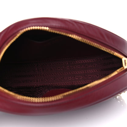 Prada Soft Calfskin Impunture Diagramme Oval Crossbody Bag Cerise 4 of 4