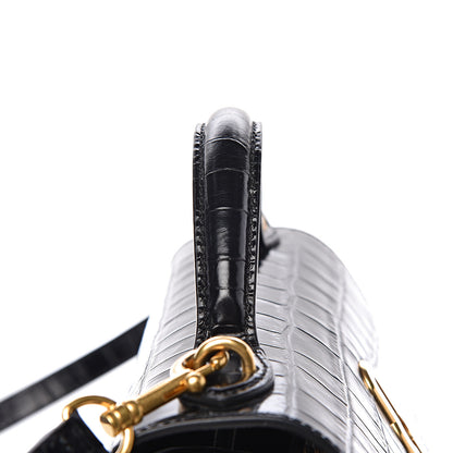 Mulberry Calfskin Crocodile Embossed Mini Seaton Black 13 of 20