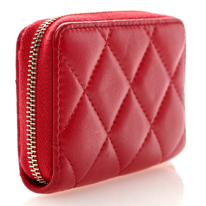 Chanel Lambskin Plexiglass Quilted Coco Love Zip Coin Purse Red 3 of 7