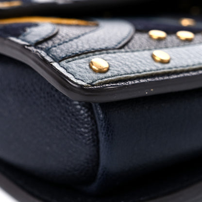 Chloe Calfskin Suede Floral Patchwork Studded Small Faye Shoulder Bag Full Blue 7 of 12