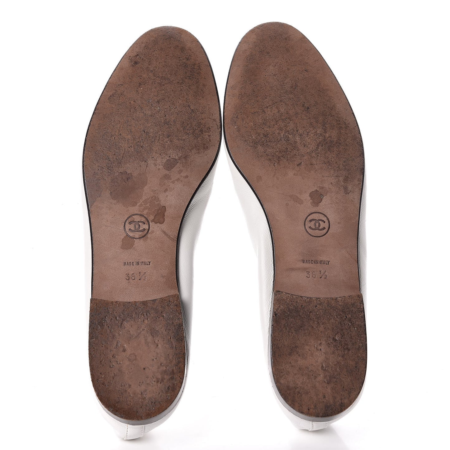 Lambskin Cap Toe Ballerina Flats 38.5 White Black