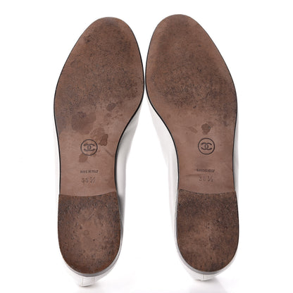 Chanel Lambskin Cap Toe Ballerina Flats 38.5 White Black 7 of 19
