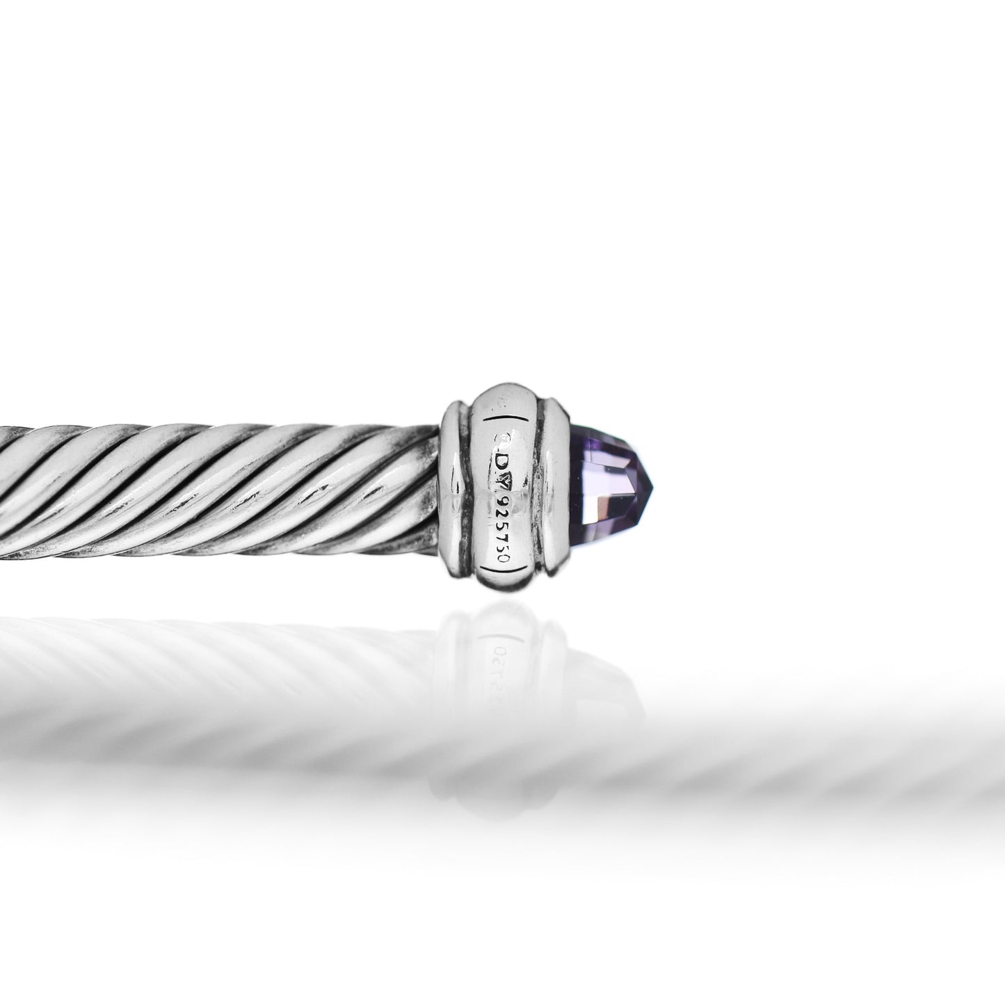 Sterling Silver 14K Yellow Gold Amethyst 4mm Cable Classics Bracelet