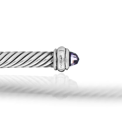David Yurman Sterling Silver 14K Yellow Gold Amethyst 4mm Cable Classics Bracelet 4 of 4