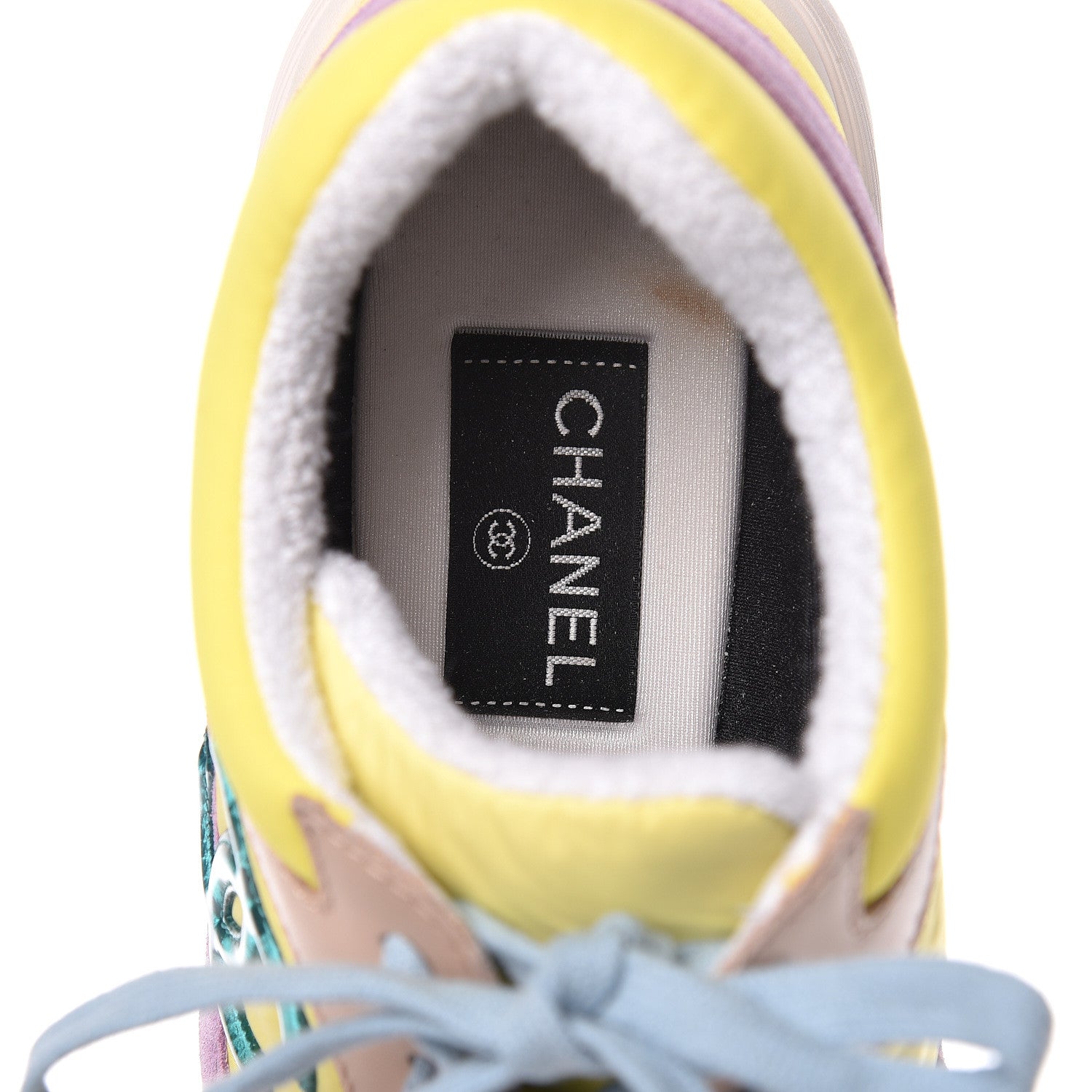 Chanel Nylon Lambskin Calfskin Suede CC Womens Sneakers 41 Pink Yellow Purple 6 of 8