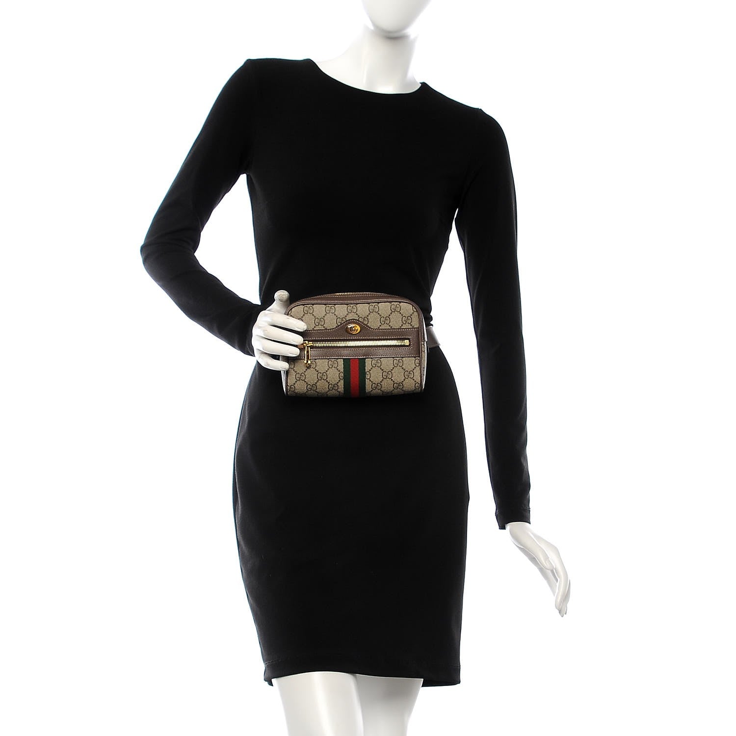 Gucci GG Supreme Monogram Web Small Ophidia Belt Bag 85 34 Dark Brown 2 of 7