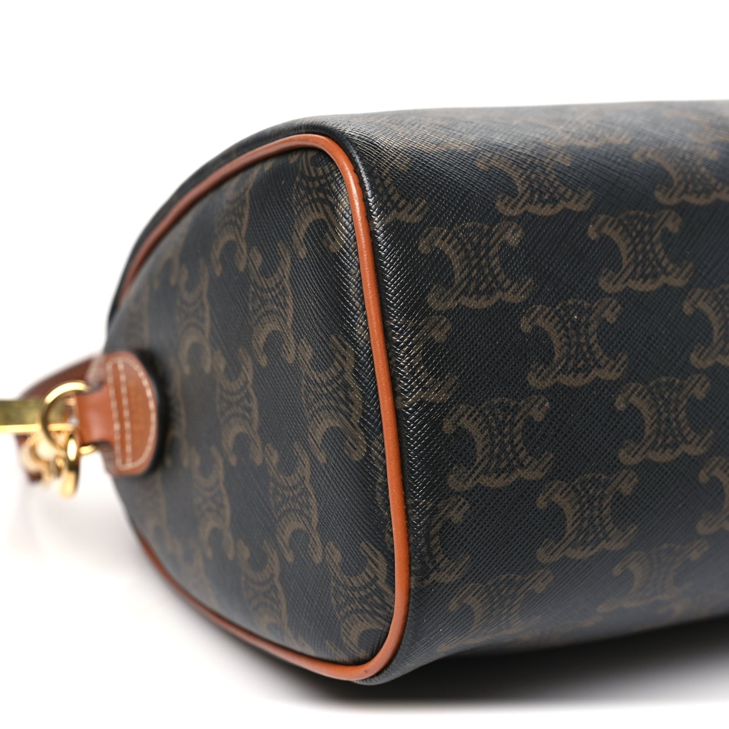 Triomphe Canvas Calfskin Small Boston Bag Tan