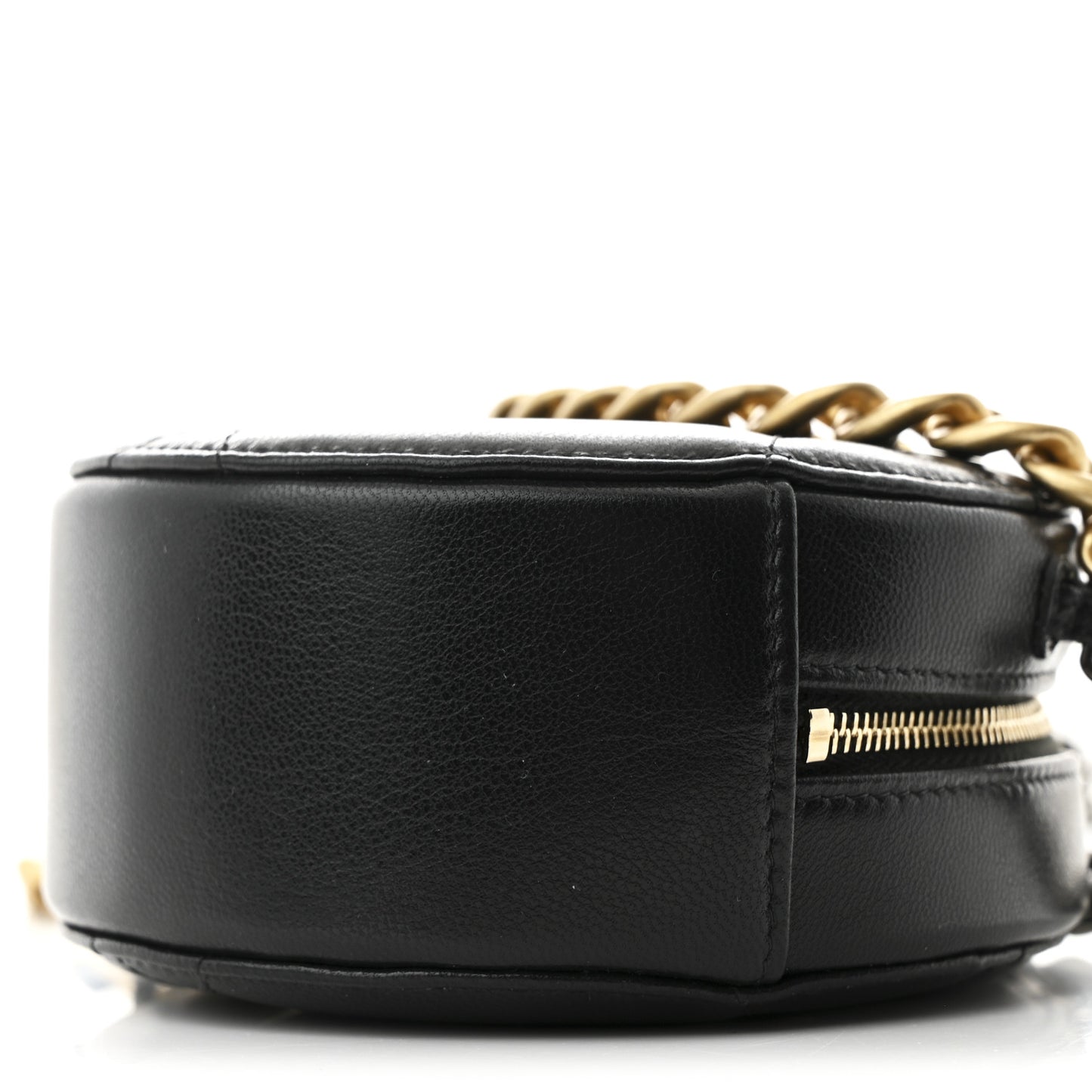 Lambskin Quilted Chanel 19 Round Clutch With Chain  Black
