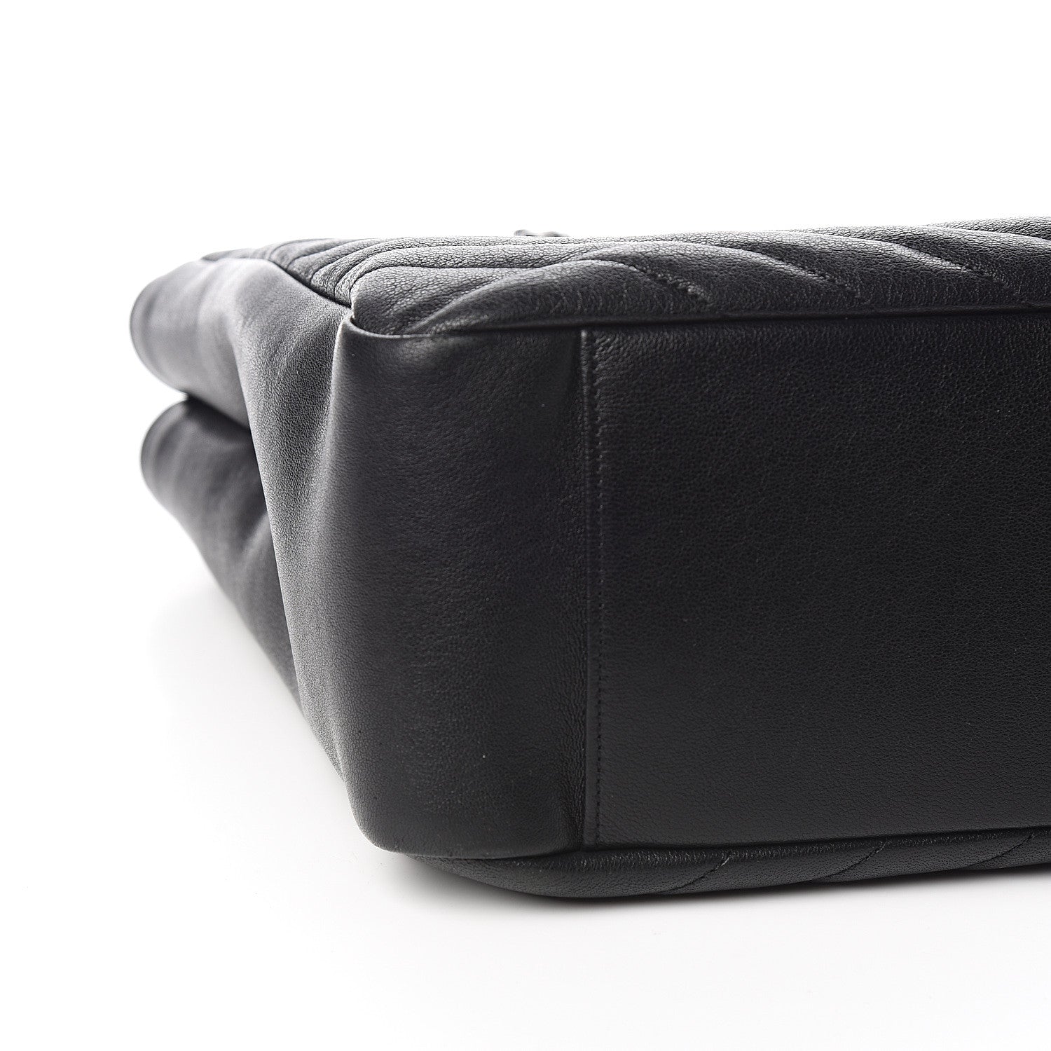 Saint Laurent Sheepskin Matelasse Chevron Large Monogram Shopping Bag Black 7 of 9