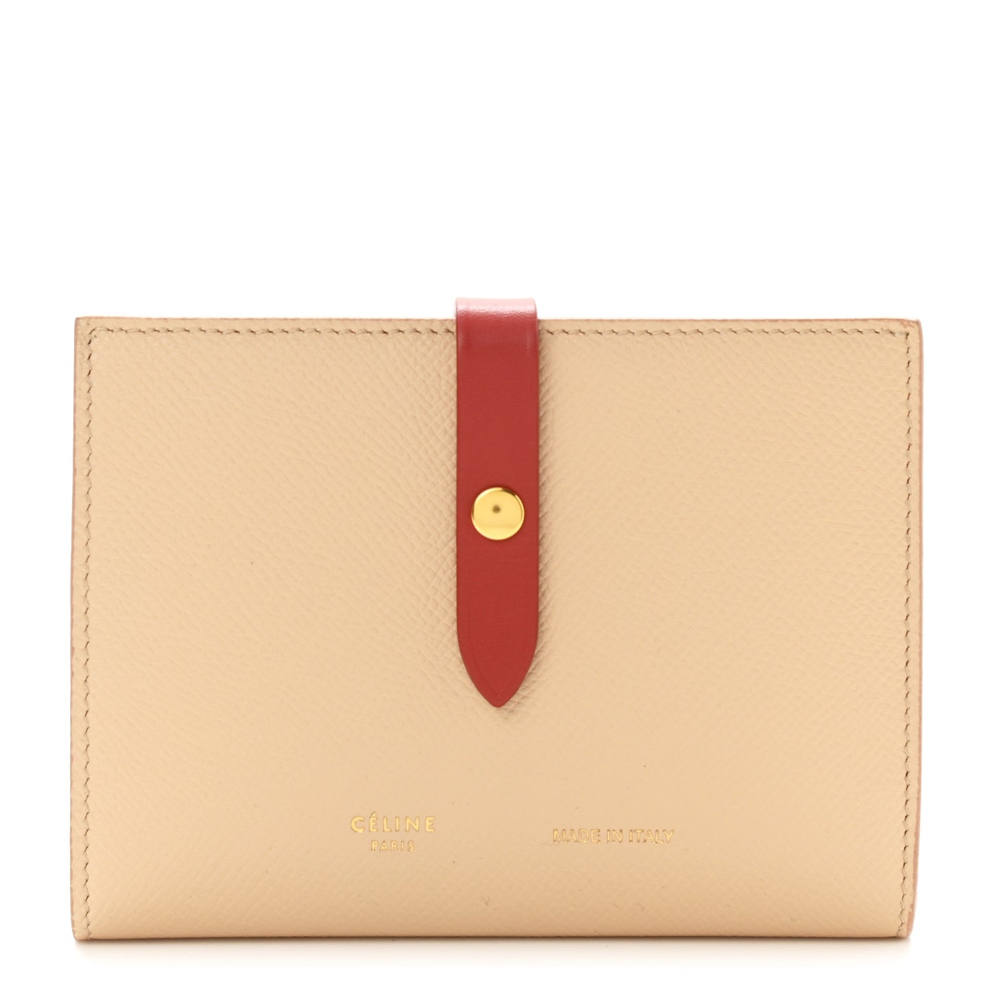 Grained Calfskin Medium Multifunction Strap Wallet Powder Red