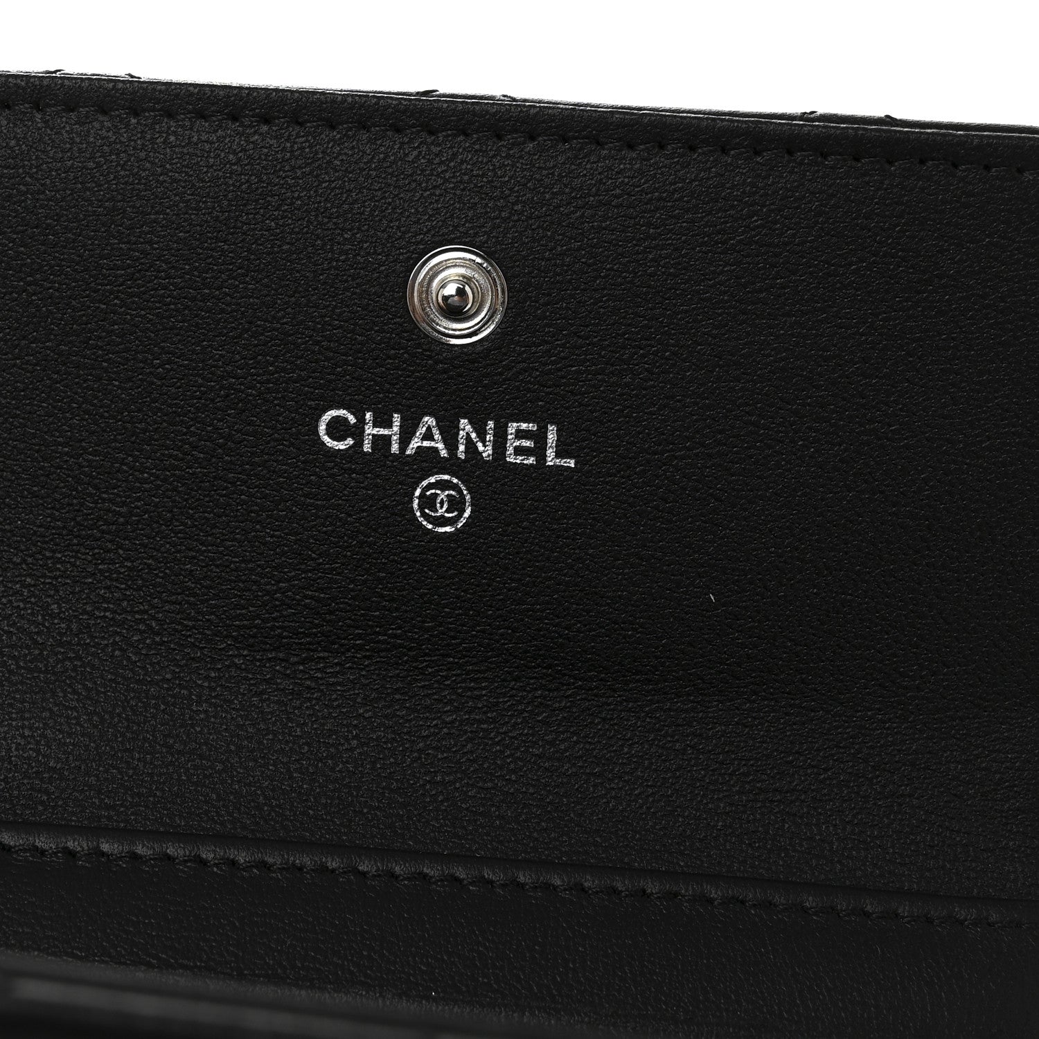 Chanel Lambskin Quilted Baguette Crystal Small Compact Wallet Black 6 of 8