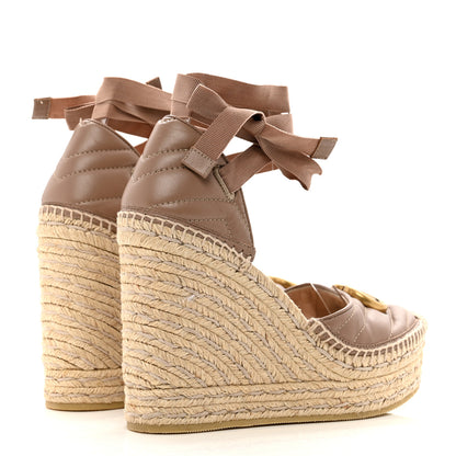 Gucci Nappa Matelasse GG Marmont Ankle Wrap Platform 35/120mm Espadrille Wedges 37 Porcelain Rose 4 of 10