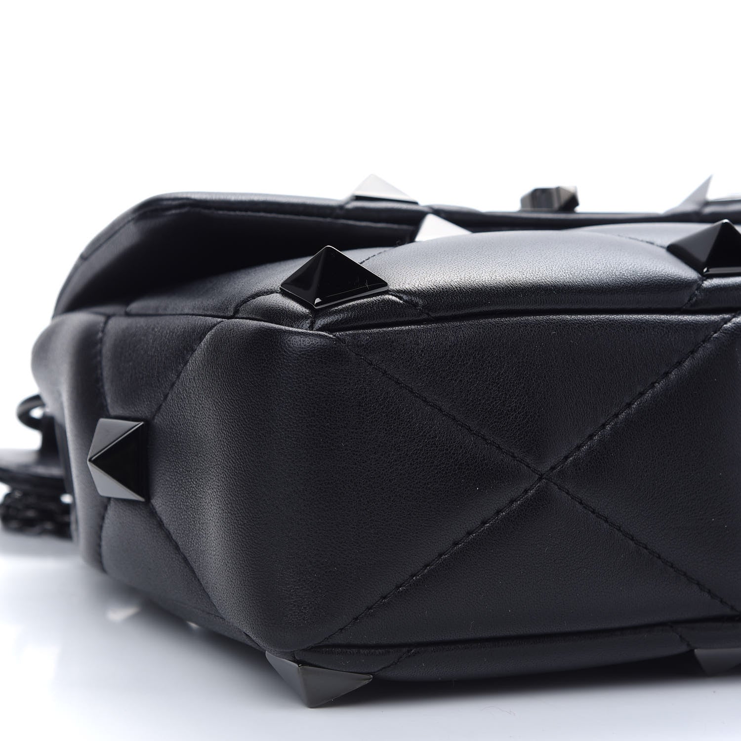 Valentino Garavani Nappa Monochrome Medium Roman Stud Shoulder Bag Black 5 of 8