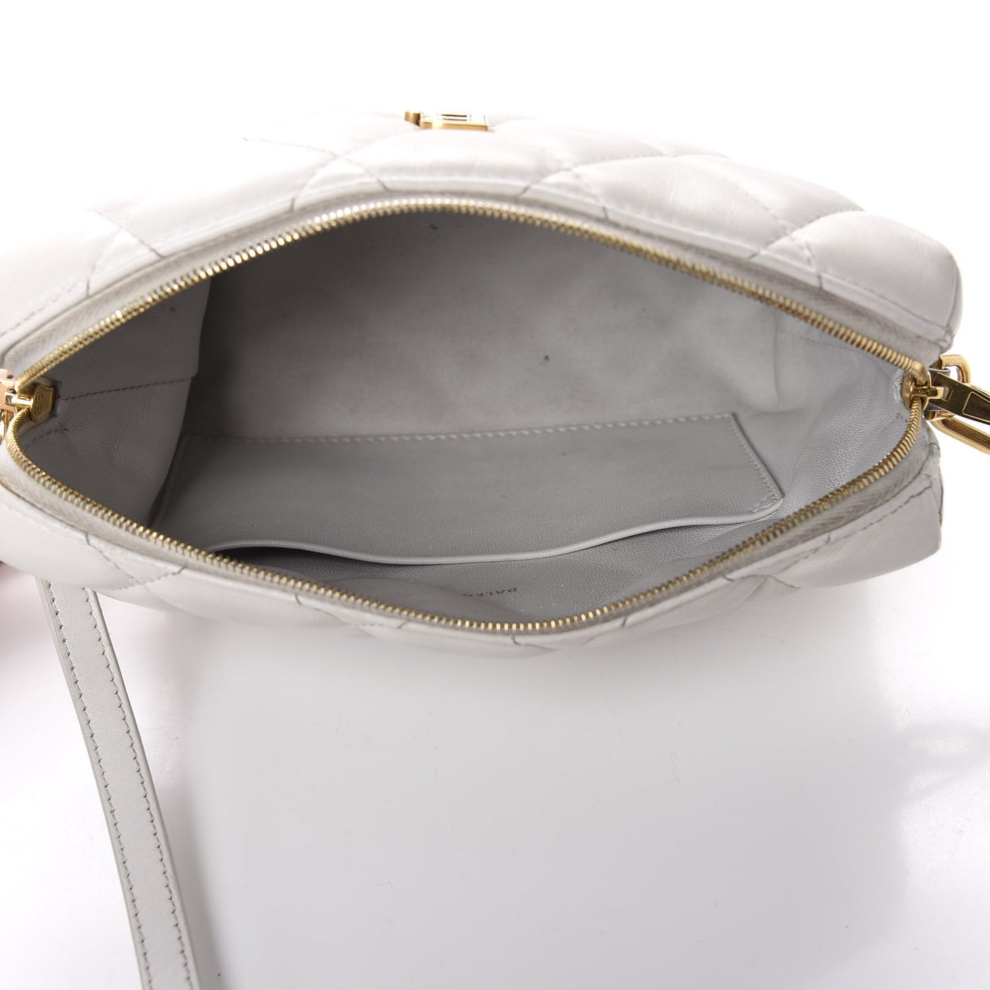 Nappa Calfskin Quilted Touch B Camera Shoulder Bag White