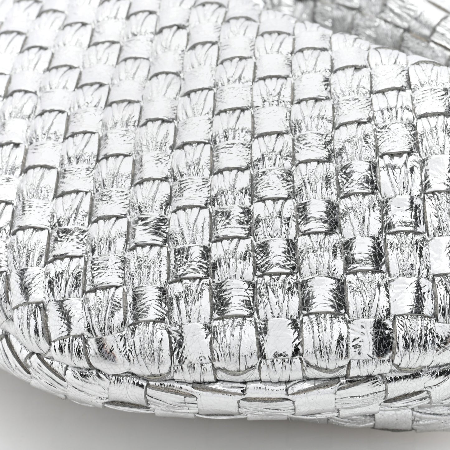Metallic Nappa Intrecciato Mini Jodie Silver