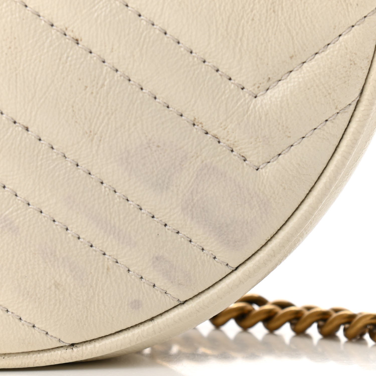 Gucci Calfskin Matelasse Mini GG Marmont Round Shoulder Bag White 9 of 11