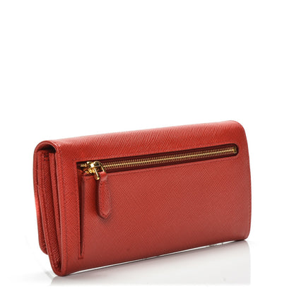 Prada Saffiano Metal Continental Flap Wallet Rosso 3 of 7