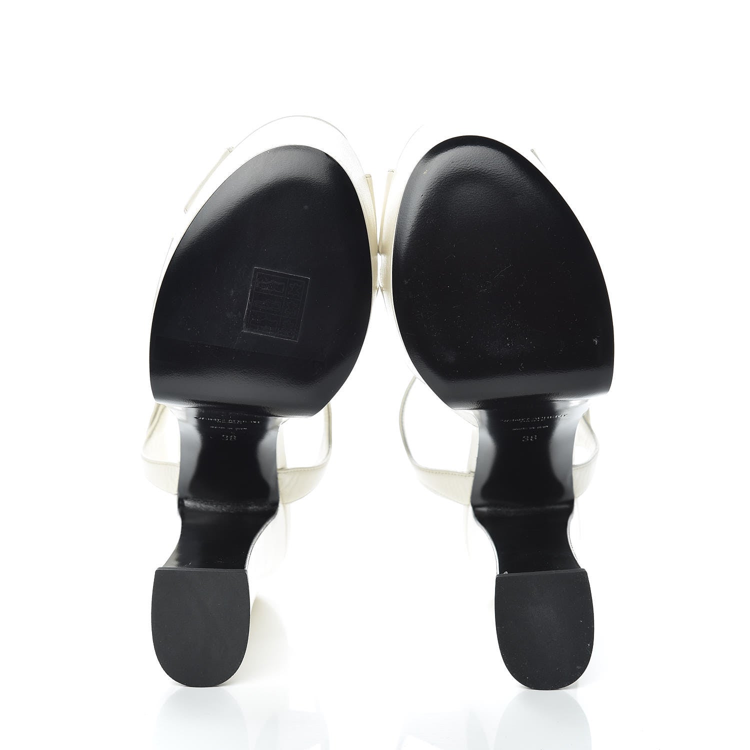 Saint Laurent Calfskin Candy 80 Platform Sandals 38 Dove White 7 of 10