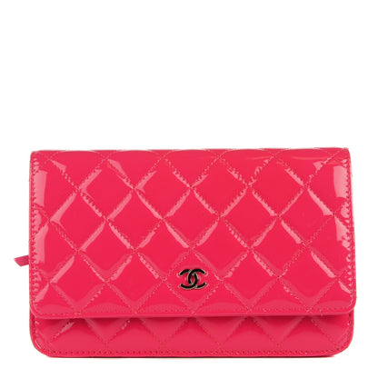 Chanel Patent Quilted Wallet On Chain WOC Fuchsia 1 of 8