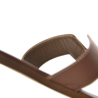 Hermes Box Calfskin Oran Sandals 37.5 Gold 8 of 8