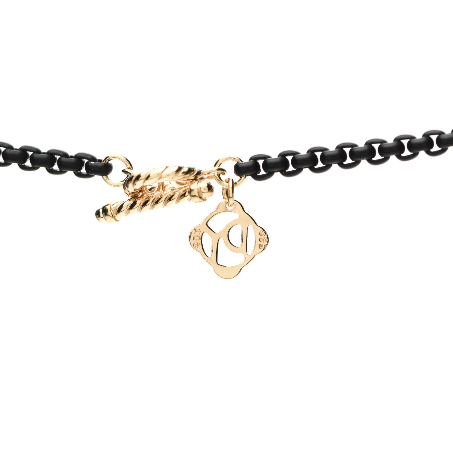 David Yurman Stainless Steel 14K Yellow Gold Acrylic Bel Aire Chain Necklace Black 4 of 7