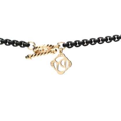 David Yurman Stainless Steel 14K Yellow Gold Acrylic Bel Aire Chain Necklace Black 4 of 7