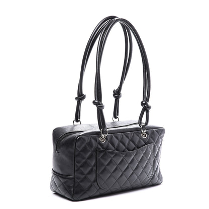Chanel Calfskin Quilted Large Cambon Bowler Black 2 of 10