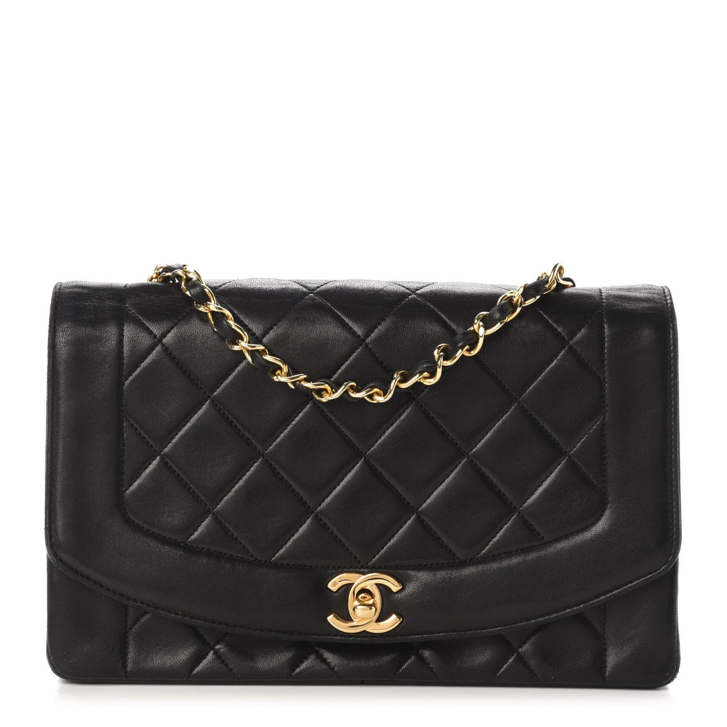 Lambskin Quilted Medium Single Flap Black