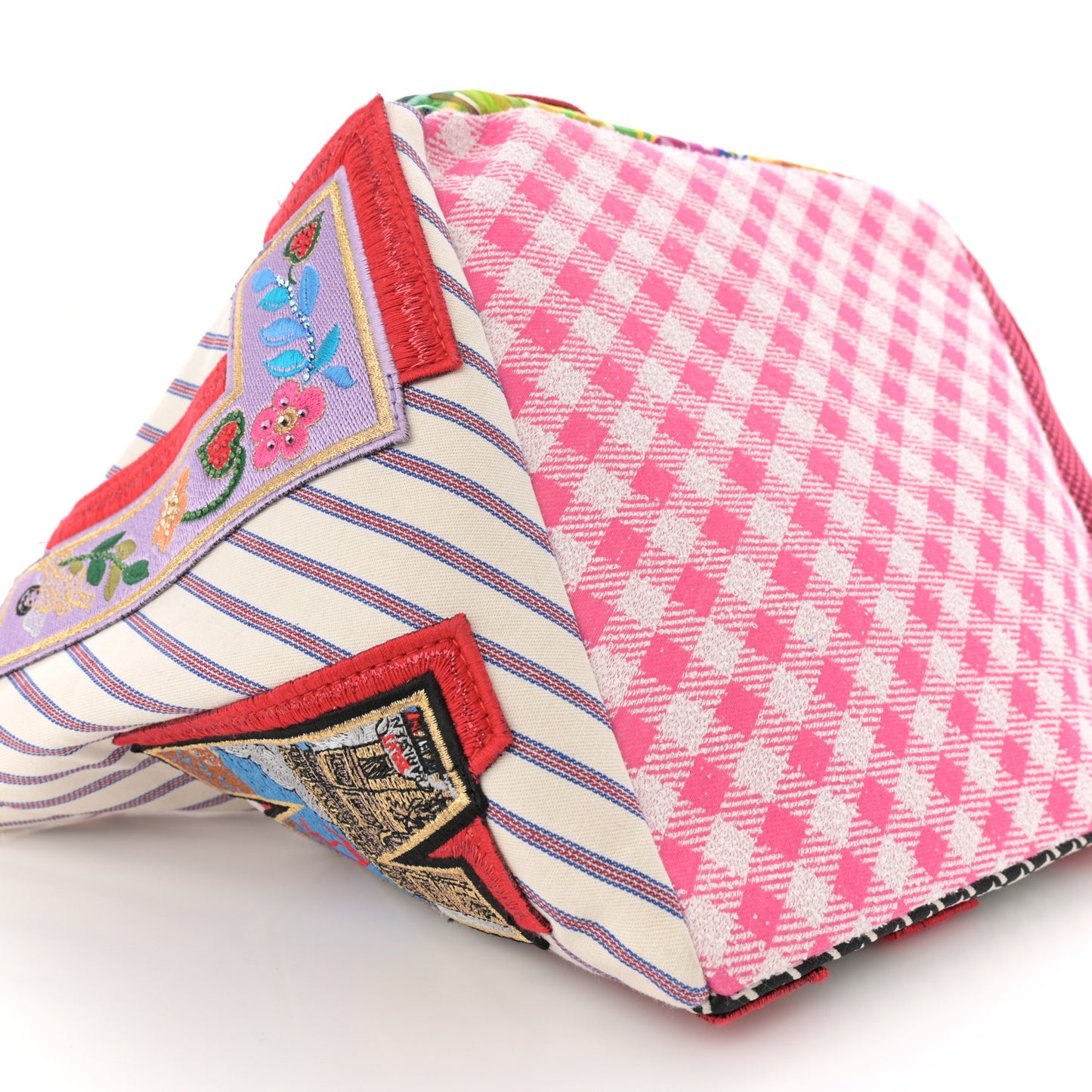 Canvas Embroidered Calfskin Caracaba Tote Multicolor