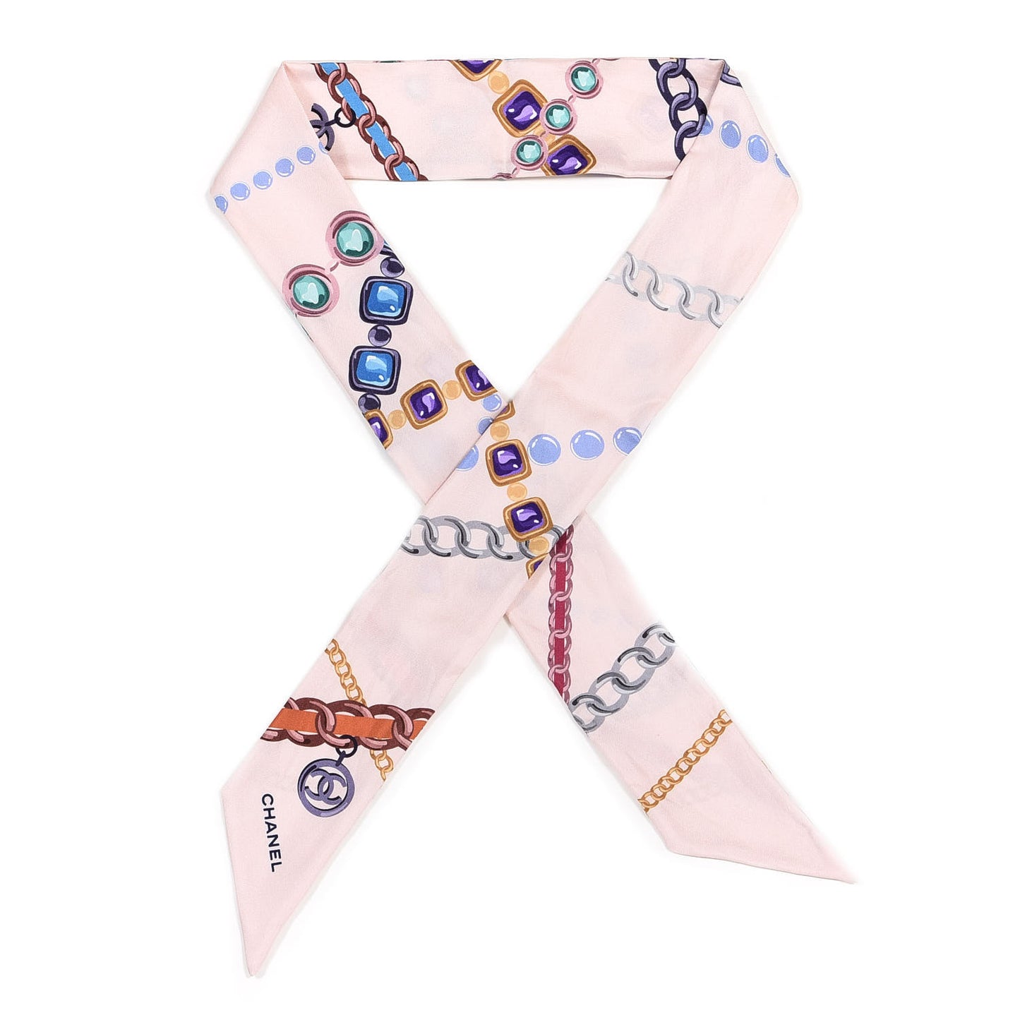 Silk Twill Slim Bandeau Scarf Pink