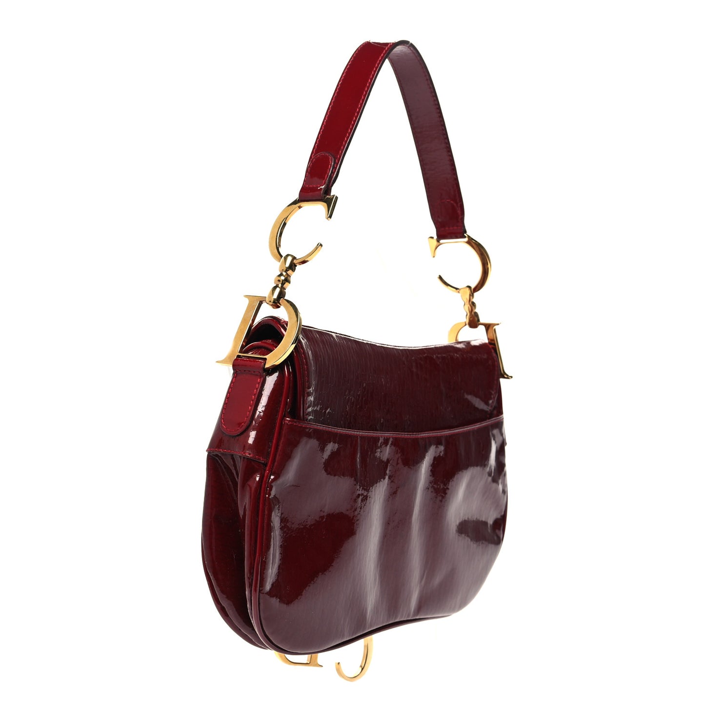 Patent Diorissimo Double Saddle Bag Dark Red