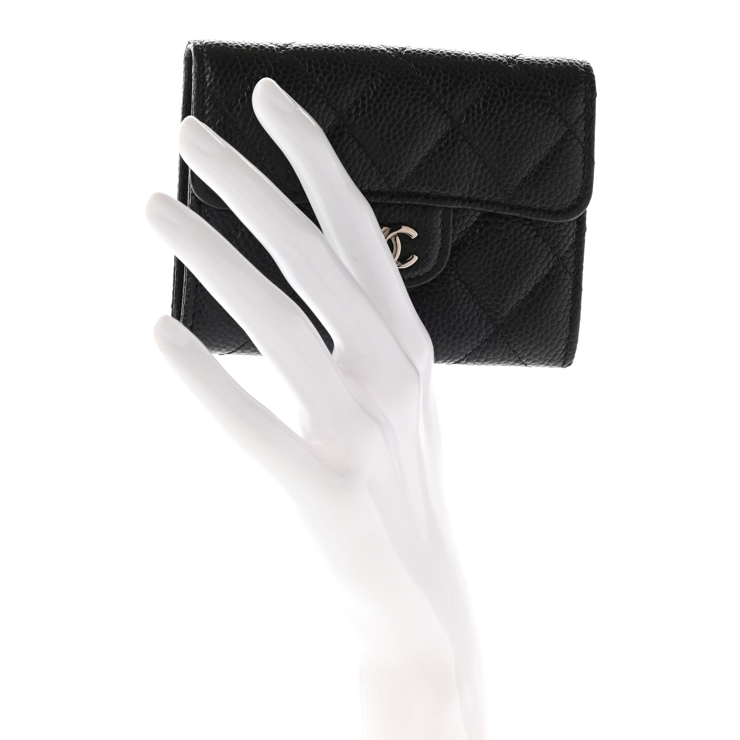 Chanel Caviar Quilted Flap Card Holder Wallet Black 2 of 9
