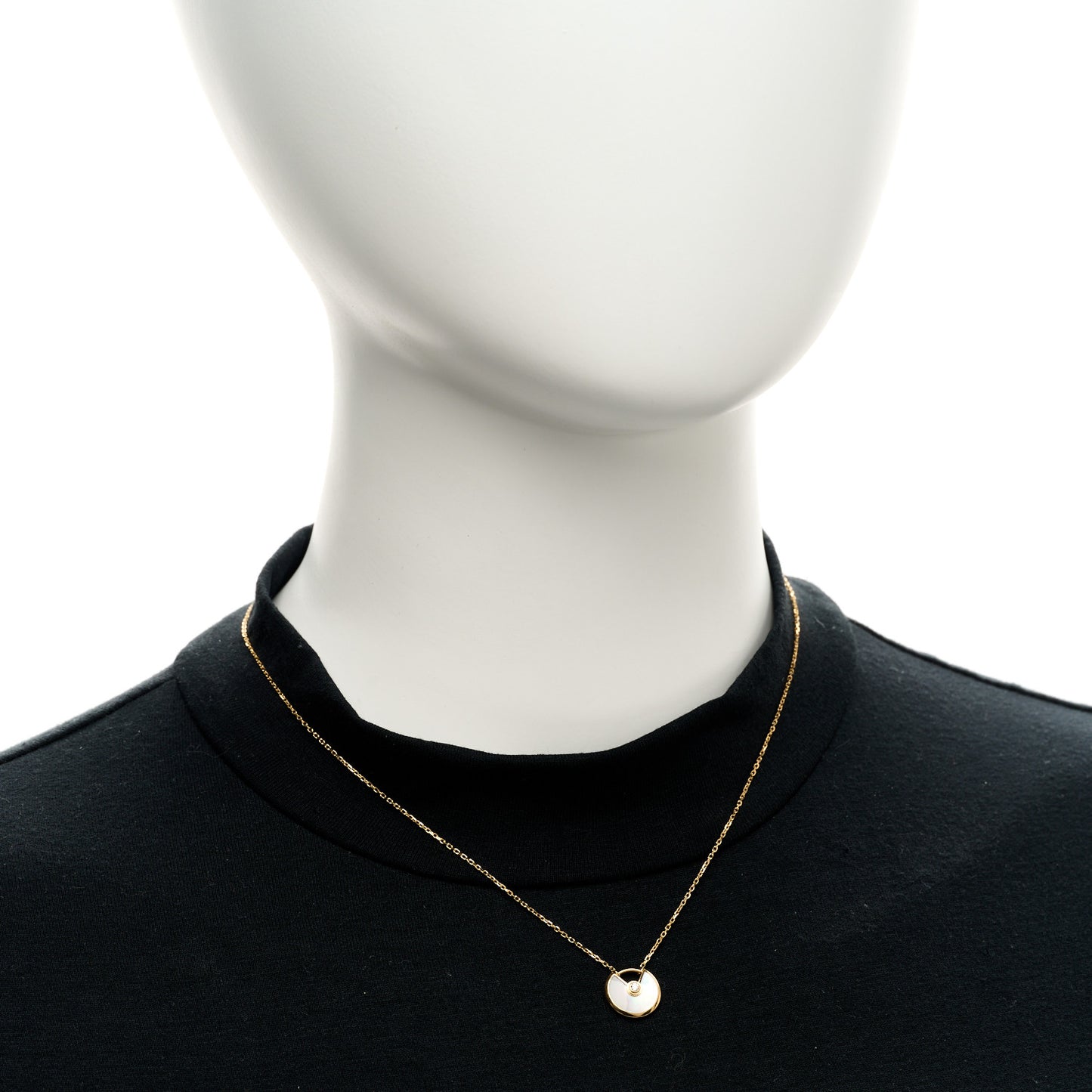 18K Yellow Gold Diamond Mother of Pearl XS Amulette de Cartier Pendant Necklace