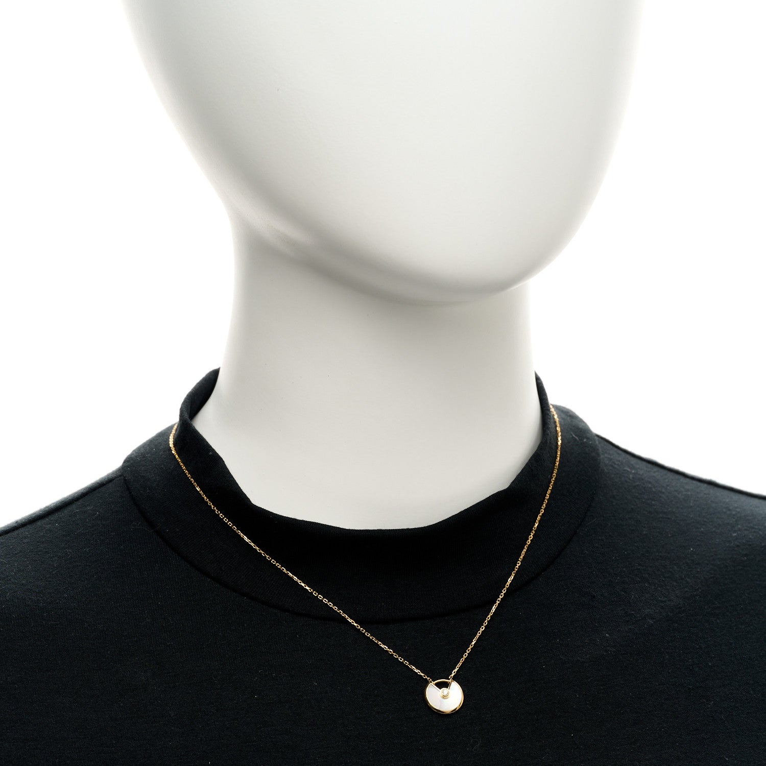 Cartier 18K Yellow Gold Diamond Mother of Pearl XS Amulette de Cartier Pendant Necklace 2 of 4