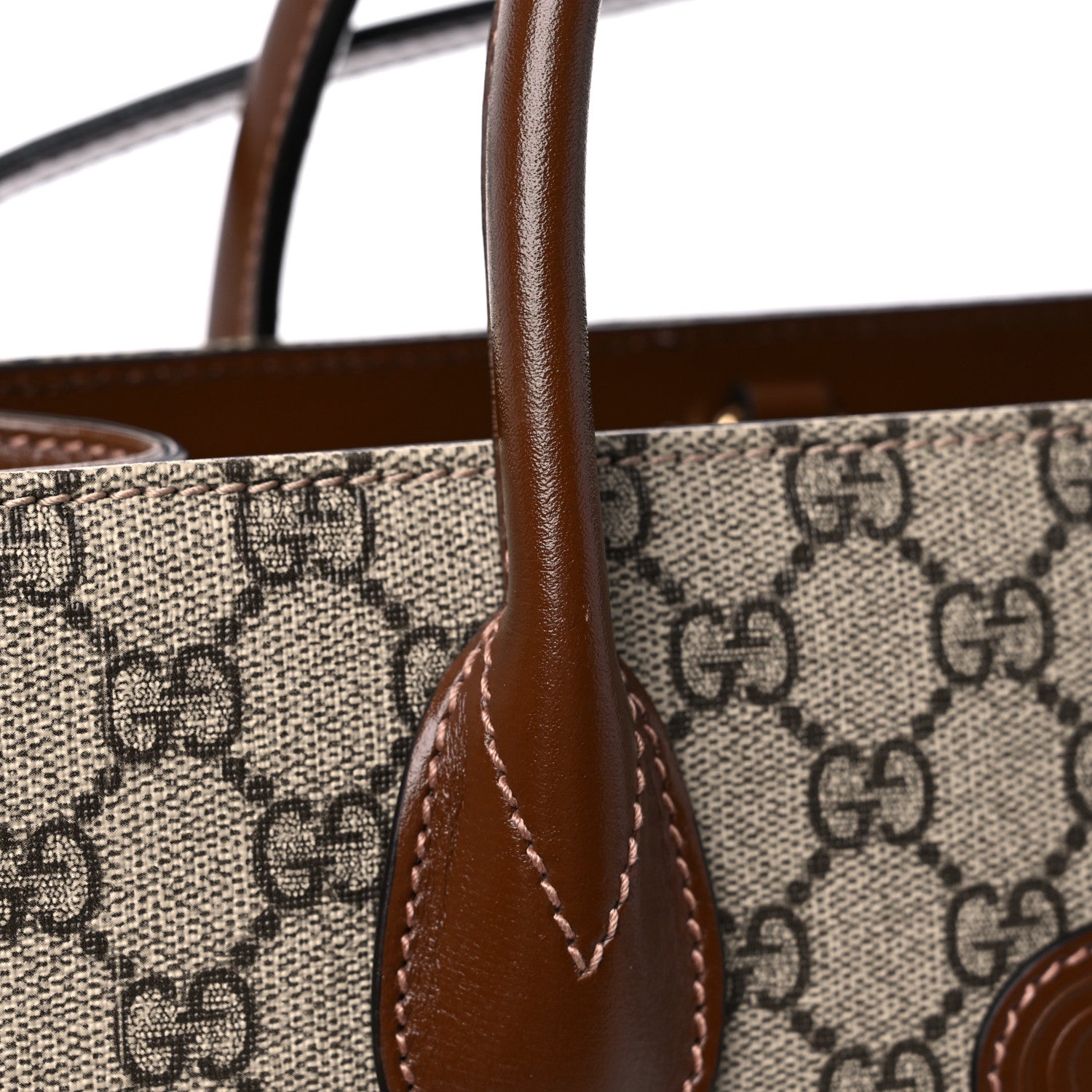Gucci GG Supreme Monogram Azalea Calfskin Small Retro Interlocking G Tote Bag Beige Ebony Brown Sugar 15 of 18