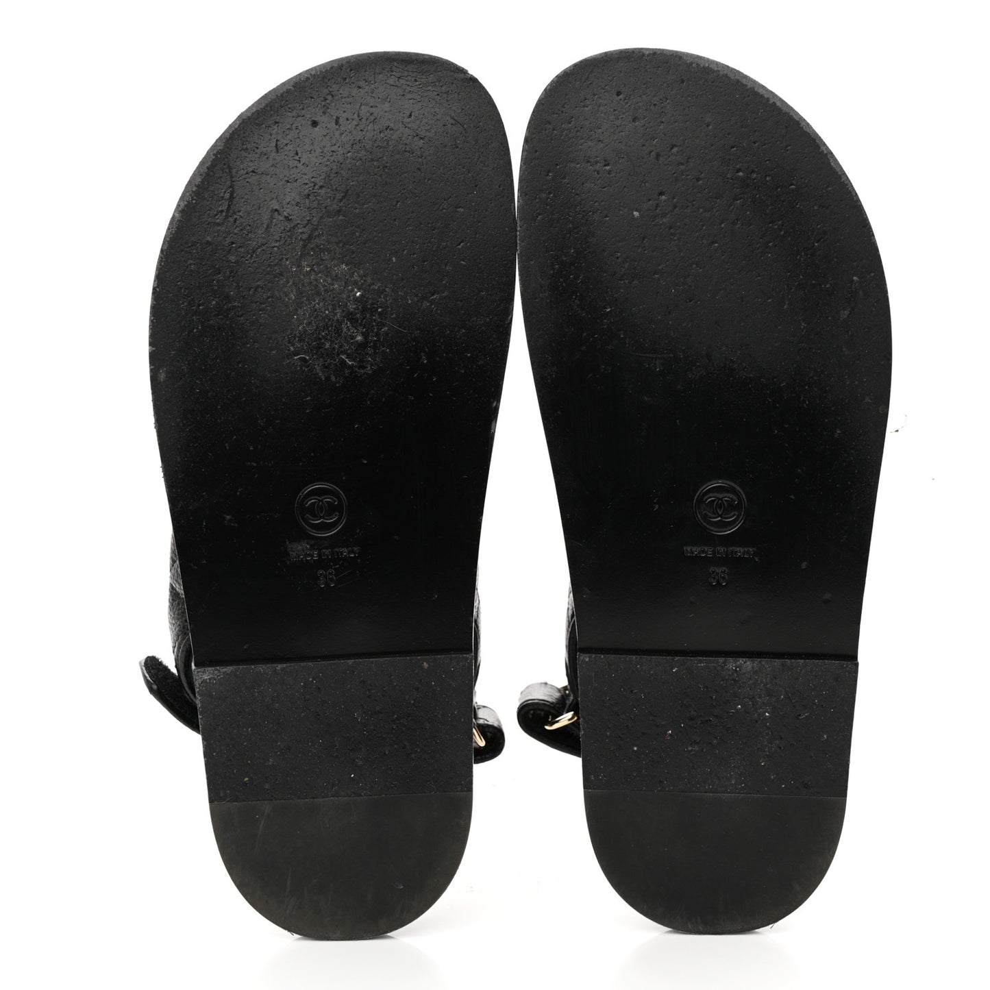 Grained Calfskin Velcro Dad Sandals 36 Black