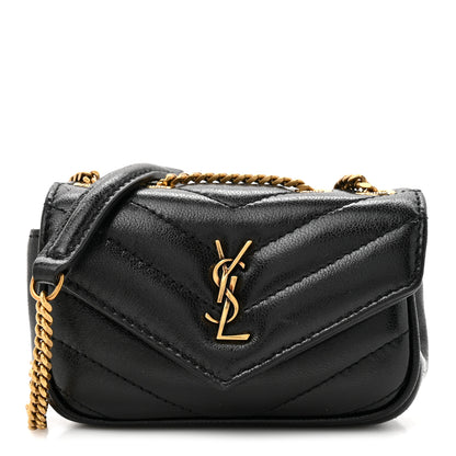 Saint Laurent Lambskin Chevron Quilted Micro LouLou Black 1 of 10