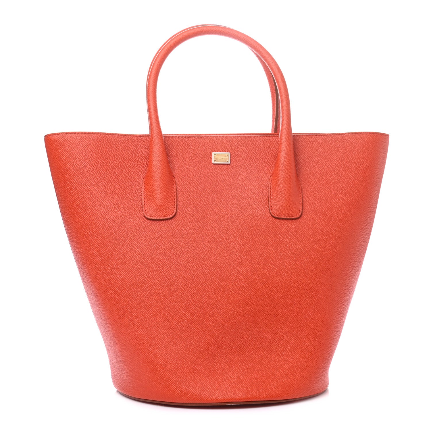 Dolce & Gabbana Textured Calfskin Large Ingrid Bucket Tote Orange 1 of 8