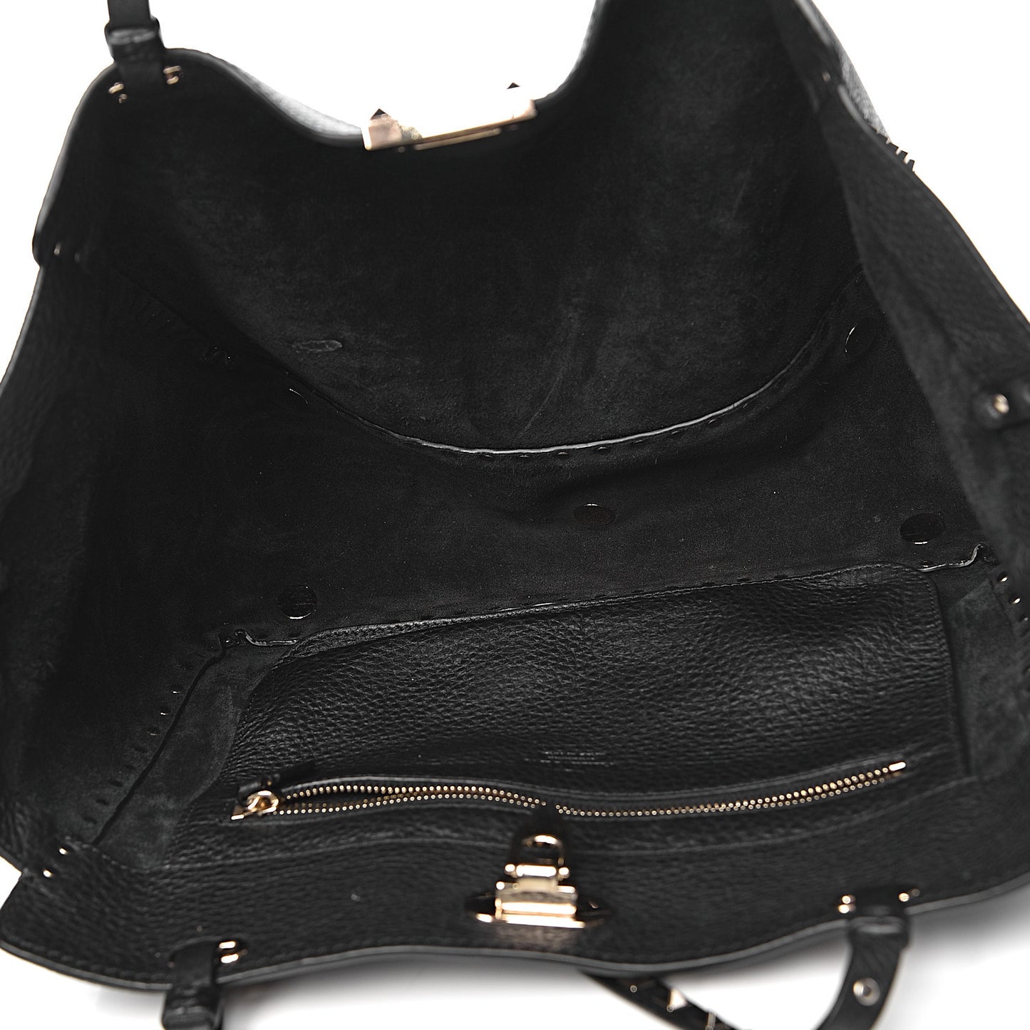 Alce Printed Calfskin Medium Rockstud Tote Black