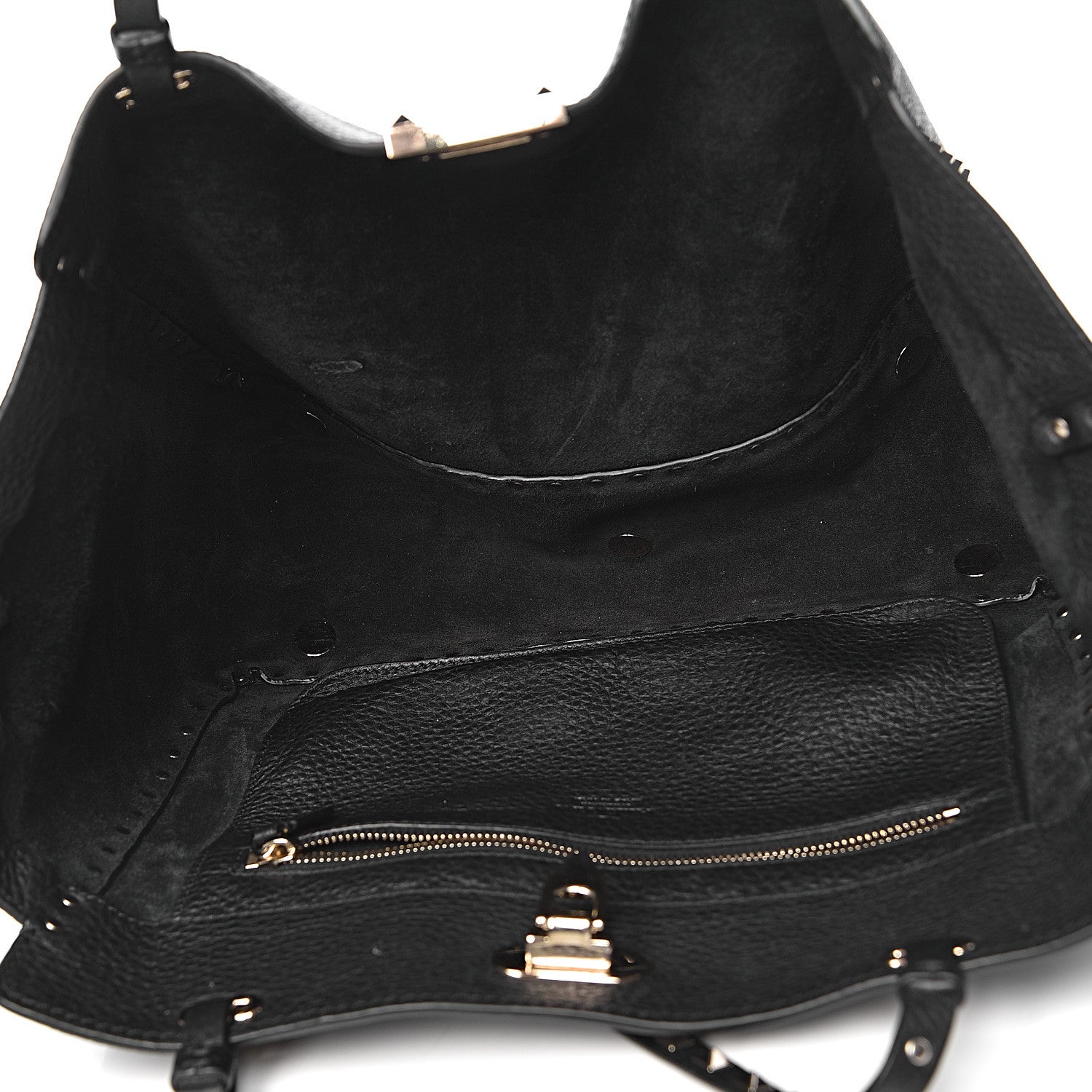 Valentino Garavani Alce Printed Calfskin Medium Rockstud Tote Black 6 of 14