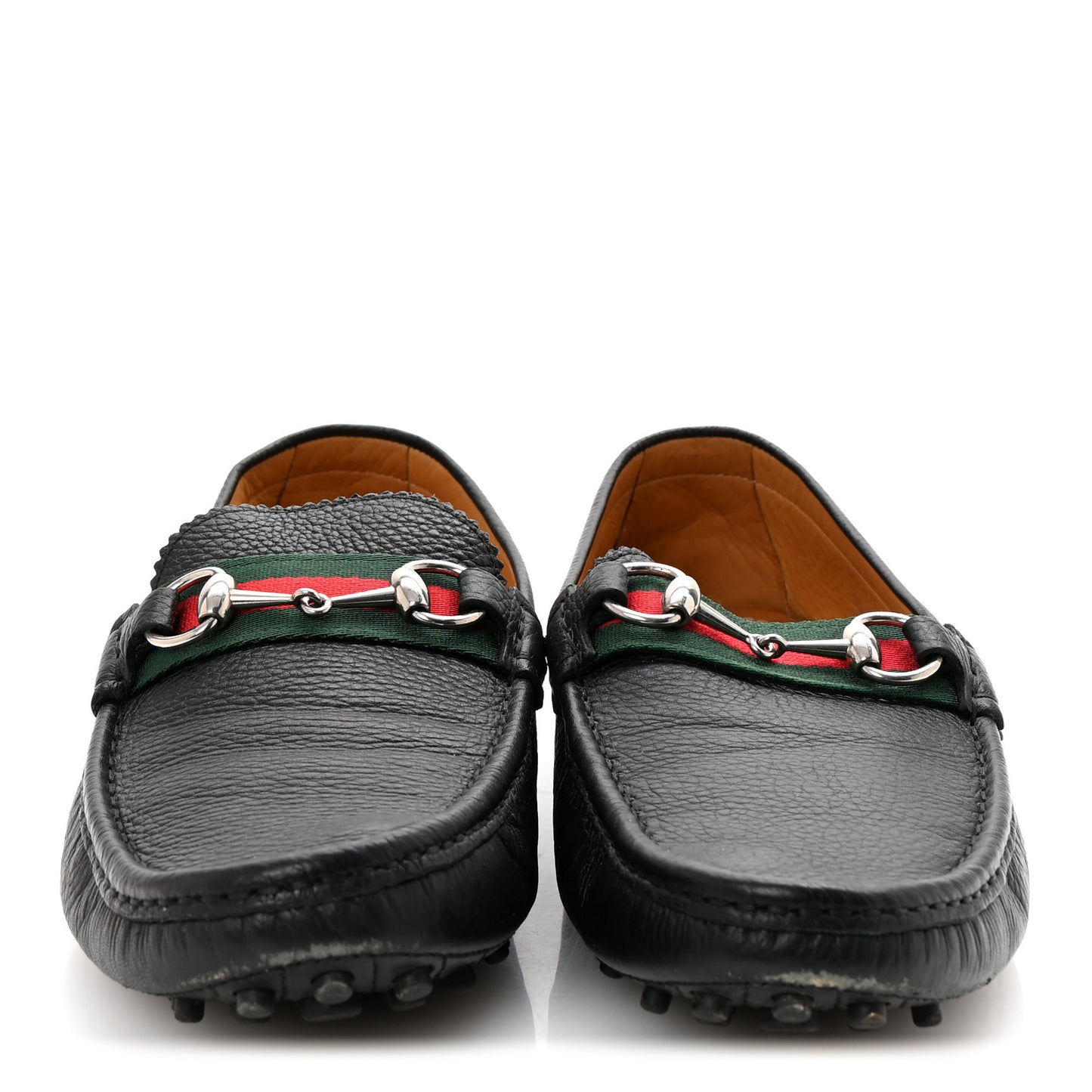 Road Calfskin Web Mens Horsebit Driver Loafers 10 Black