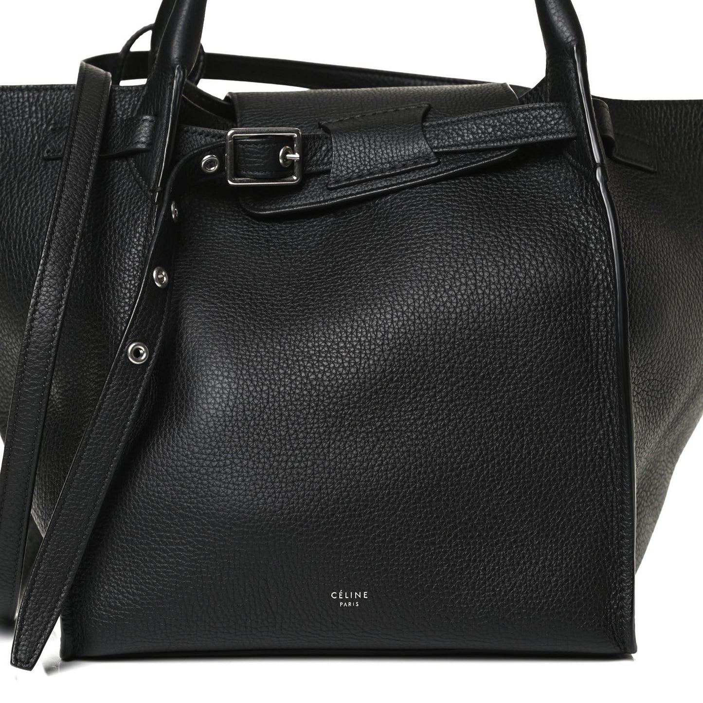 Supple Grained Calfskin Small Long Strap Big Bag Black