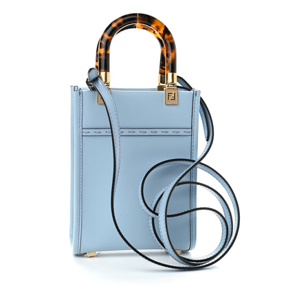 Fendi Vitello King Plexiglass Logo Embossed Mini Fendi Sunshine Shopper Tote Azzurro Baby 2 of 9