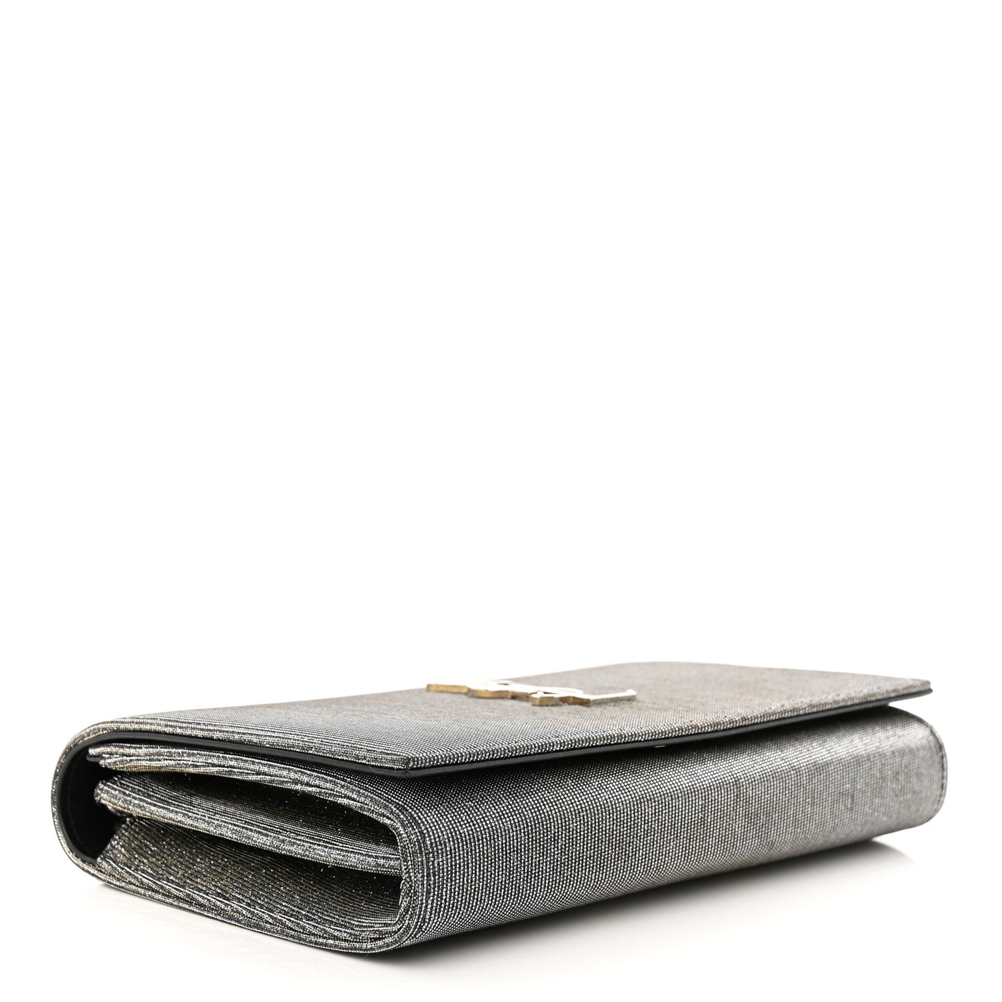 Metallic Sparkle Fabric Monogram Chain Wallet Anthracite