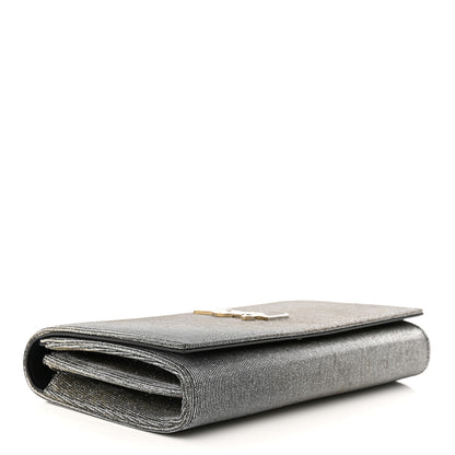 Saint Laurent Metallic Sparkle Fabric Monogram Chain Wallet Anthracite 4 of 9